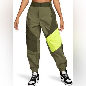 Nike Jordan Nylon Utility Track Cargo Pants Joggers Olive Green Barrel Women XS